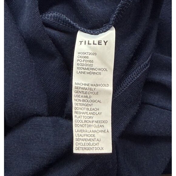 Tilley Stretch Merino Wool Crewneck Short Sleeve Top T-Shirt Navy Blue Size S - Picture 7 of 9